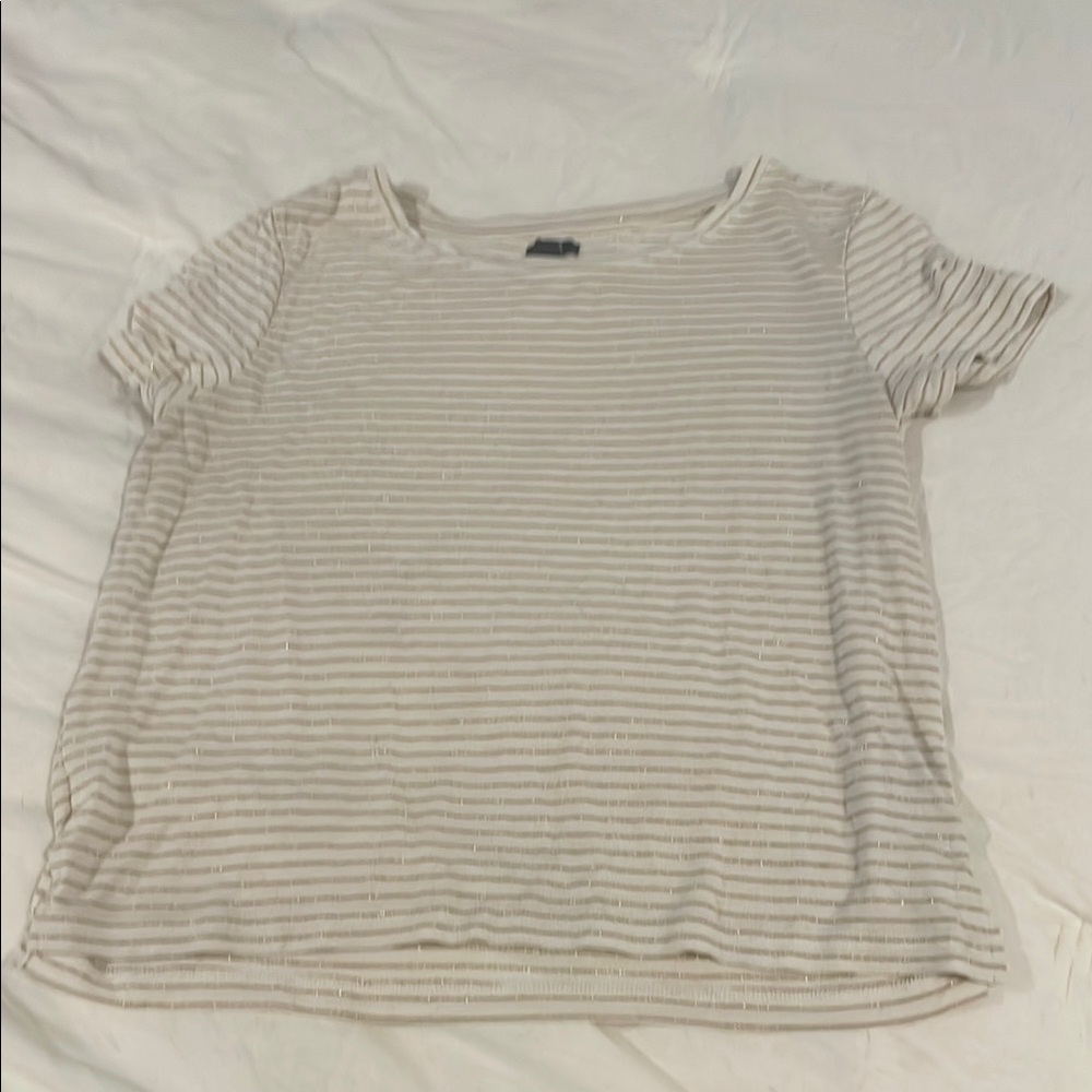 Aerie Cream Striped Short Sleeve Tee